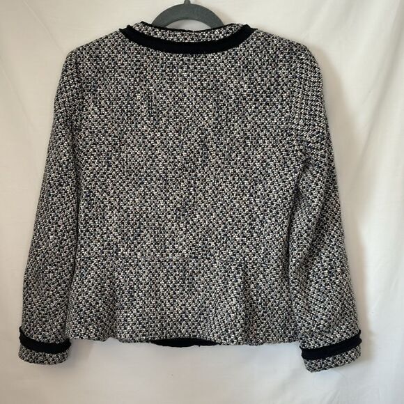 Ann Taylor EUC navy blue/white/red woven lined suit jacket Size 4 T - Picture 6 of 6